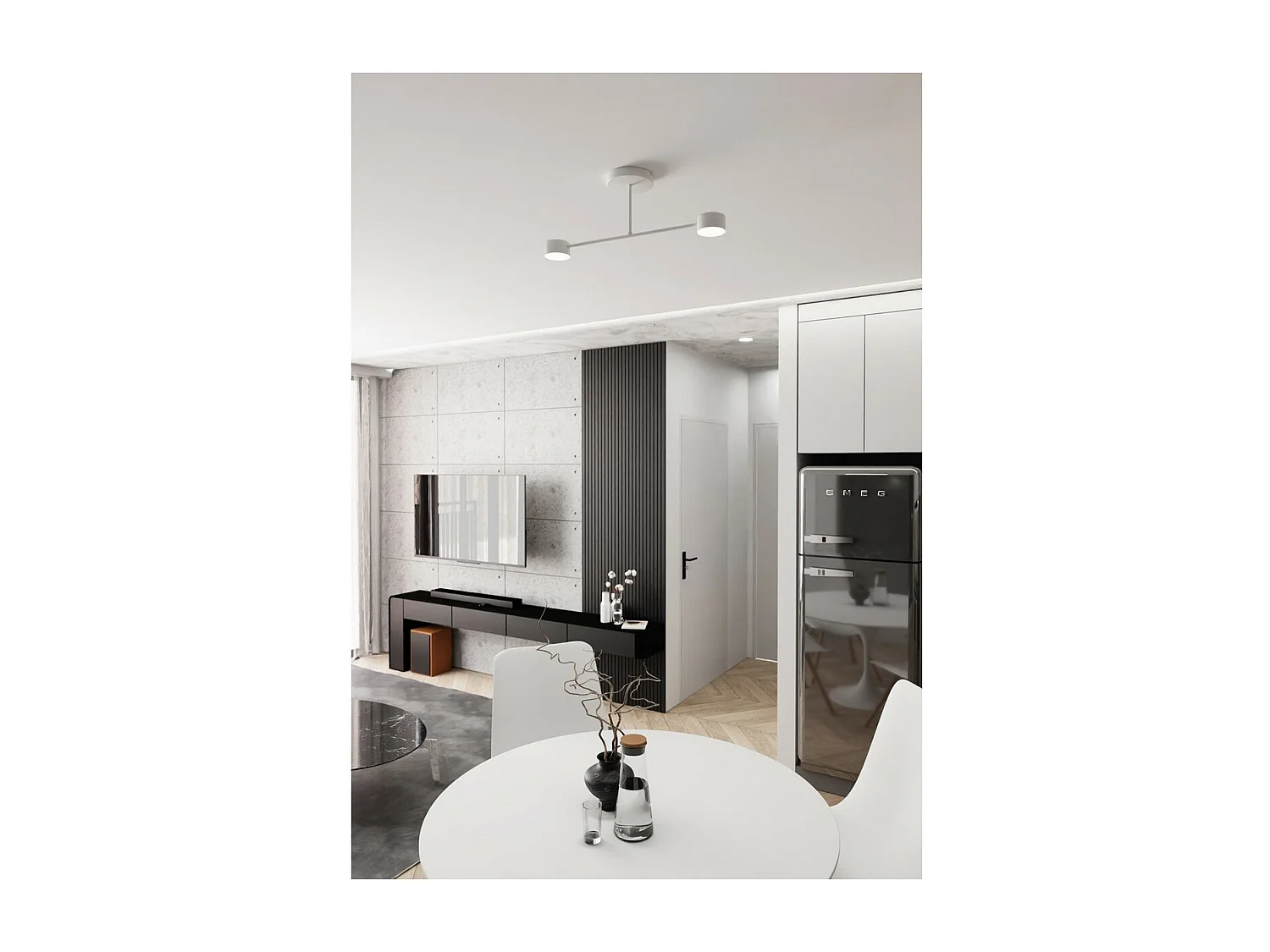 Plafonnier Halo, Blanc, 60x20x8 cm, Seven Design