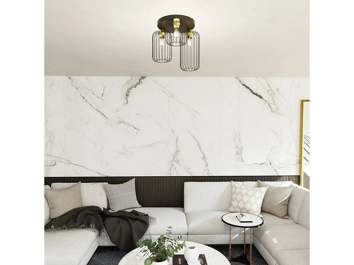 Plafonnier Barn 7, Noir, 30x30x35 cm, Seven Design