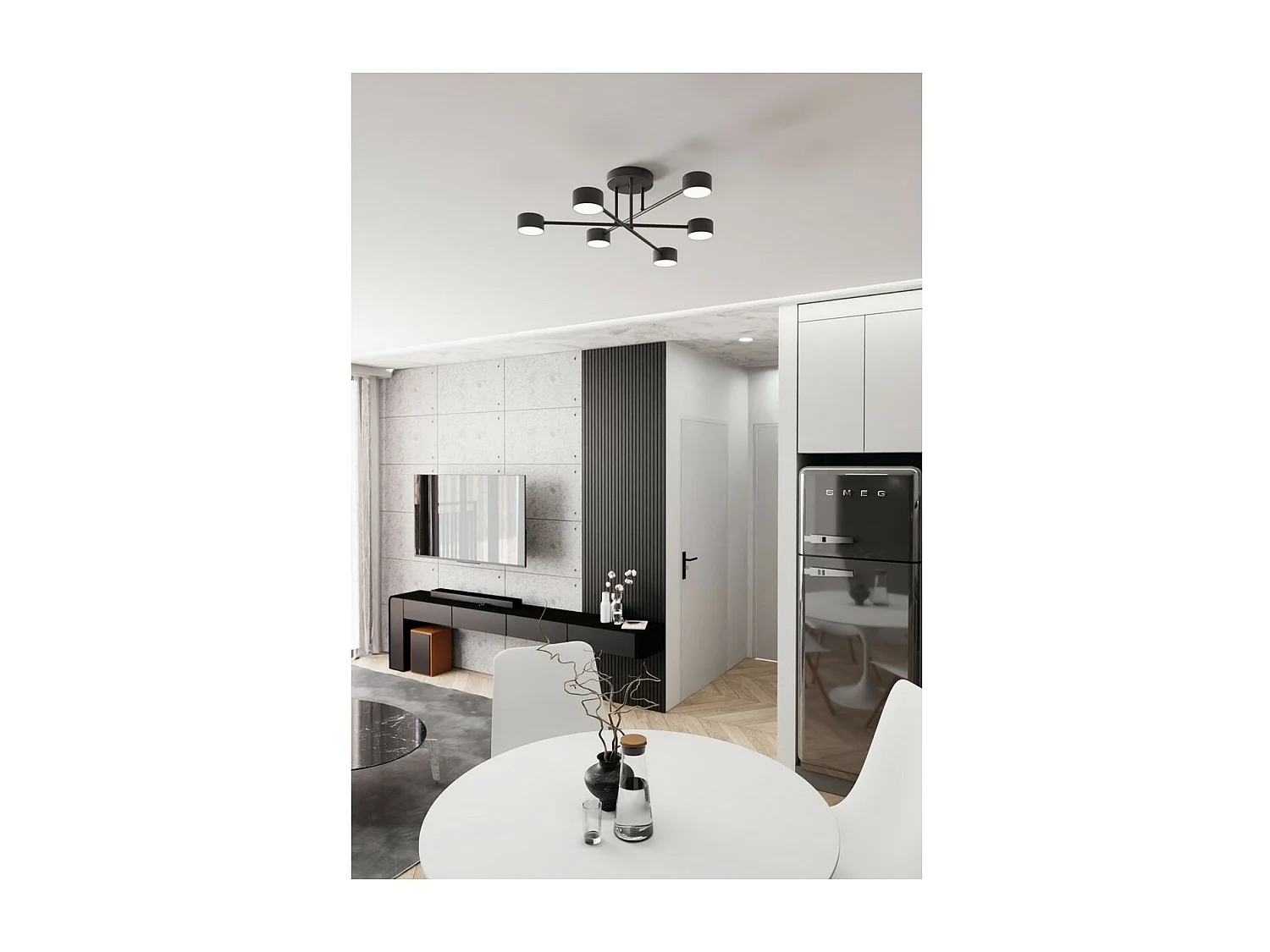 Lampa Sufitowa Halo 1, Czarny, 60x20x60 cm, Seven Design