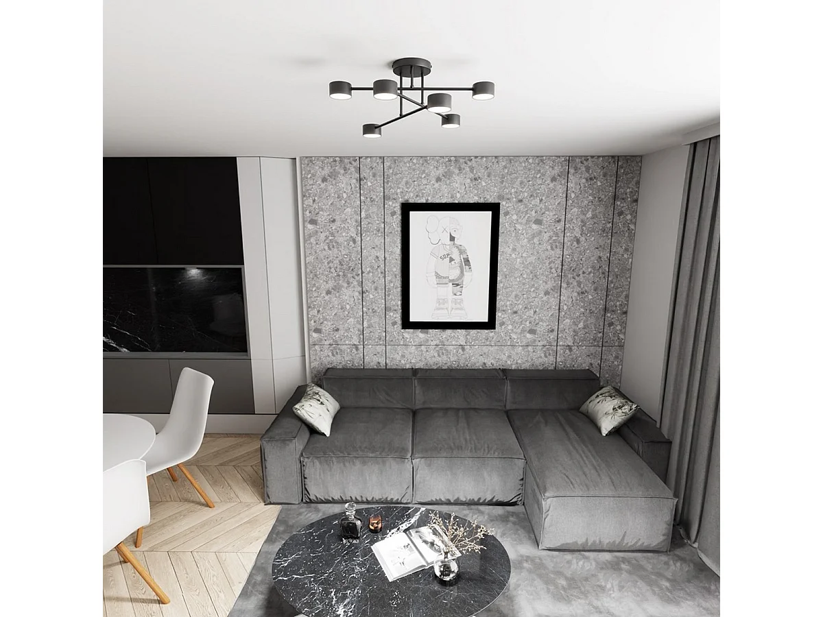 Lampa Sufitowa Halo 1, Czarny, 60x20x60 cm, Seven Design