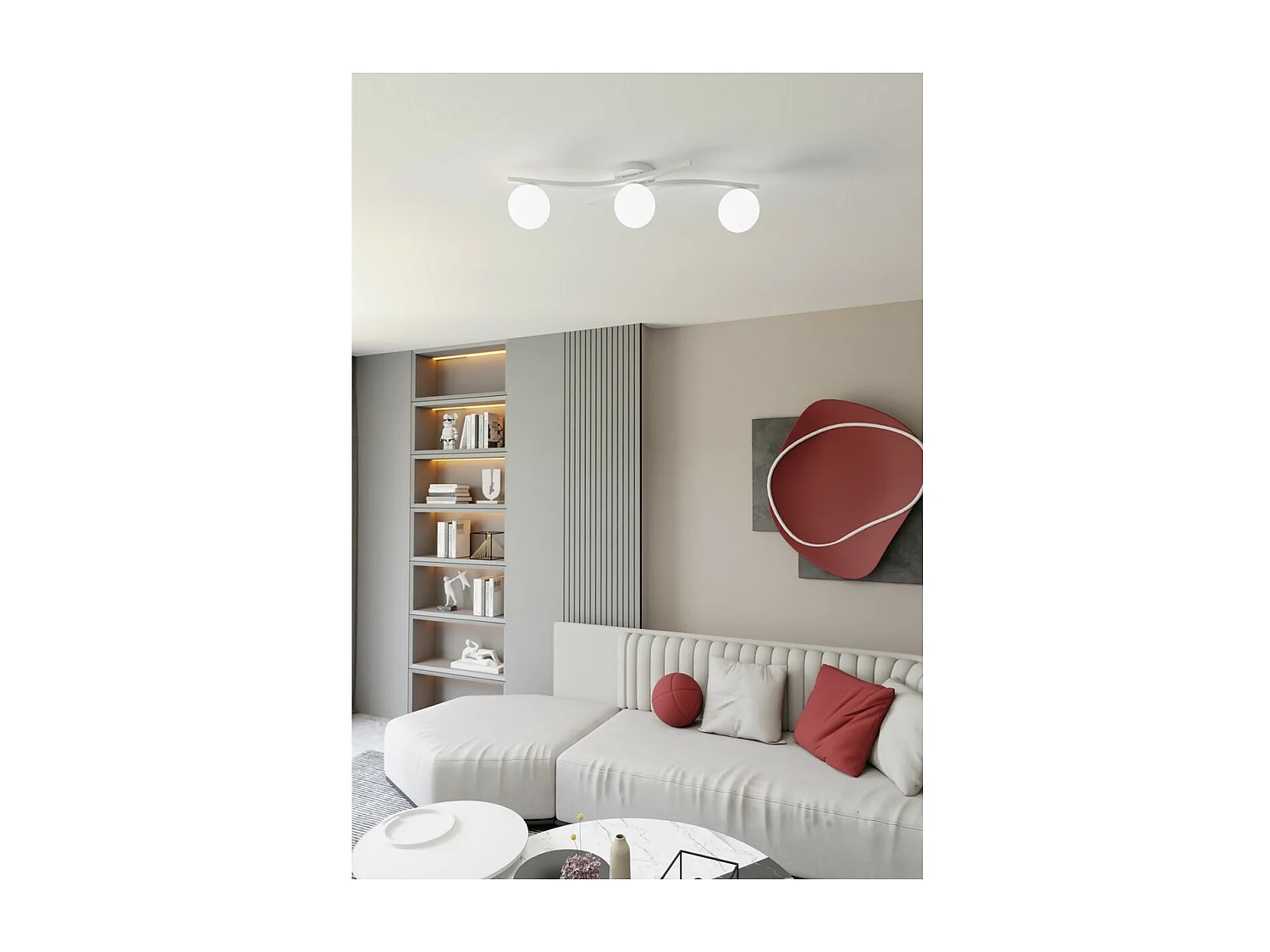 Plafonnier Opus 6, Blanc, 60x60x20 cm, Seven Design