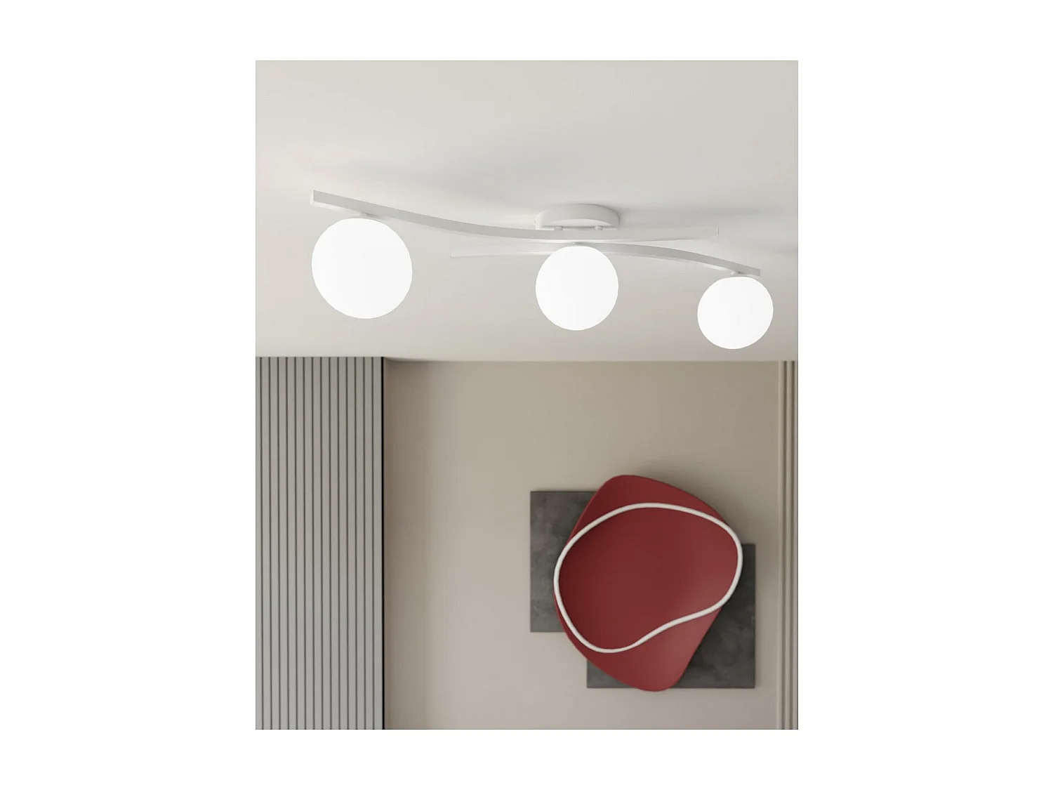 Plafonnier Opus 6, Blanc, 60x60x20 cm, Seven Design