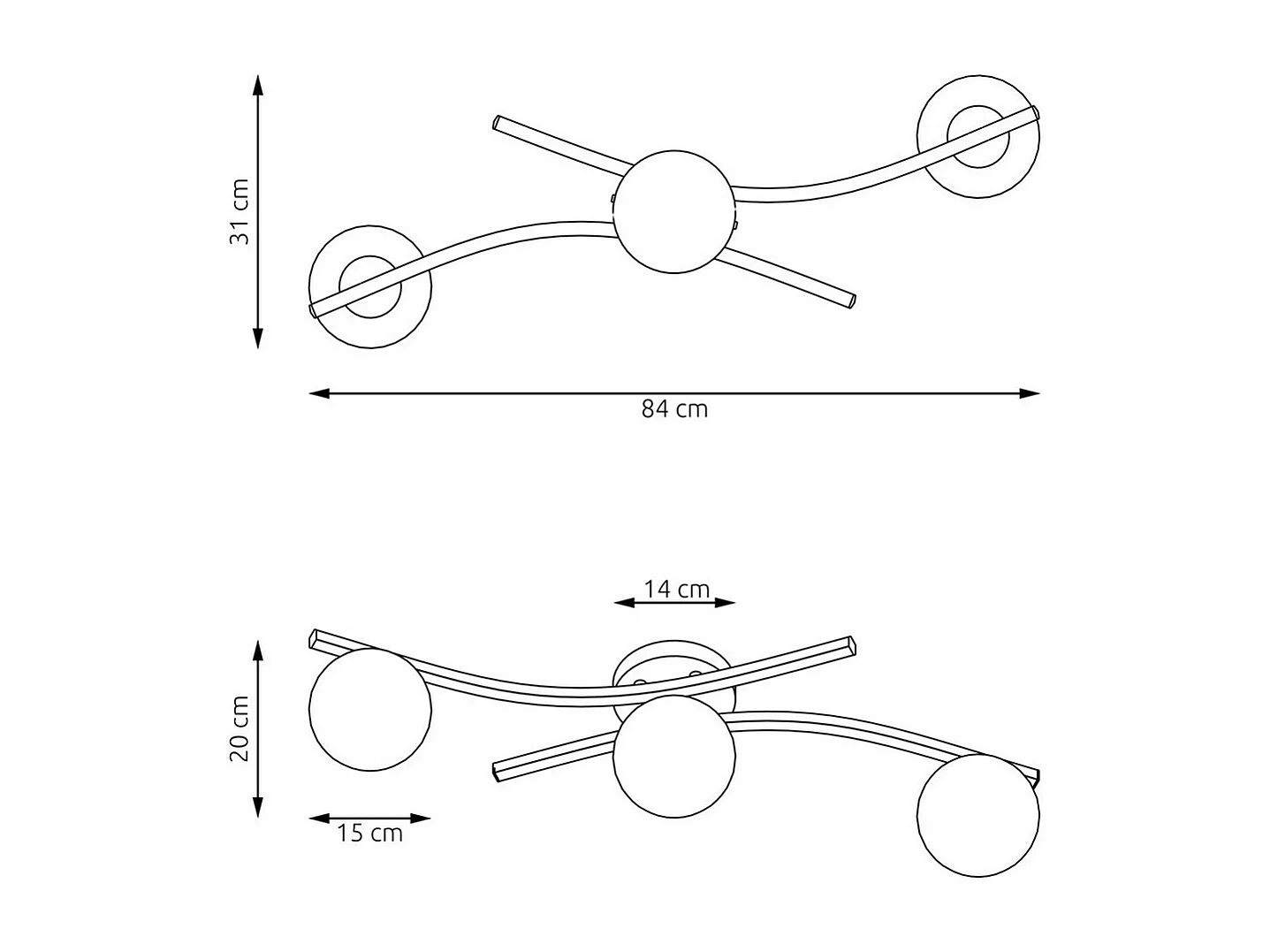 Plafonnier Opus 6, Blanc, 60x60x20 cm, Seven Design