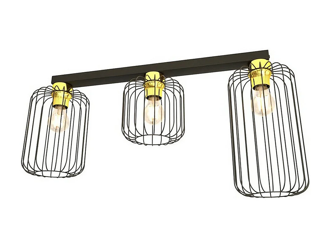 Plafondlamp Barn 6, Zwart, 70x16x35 cm, Seven Design