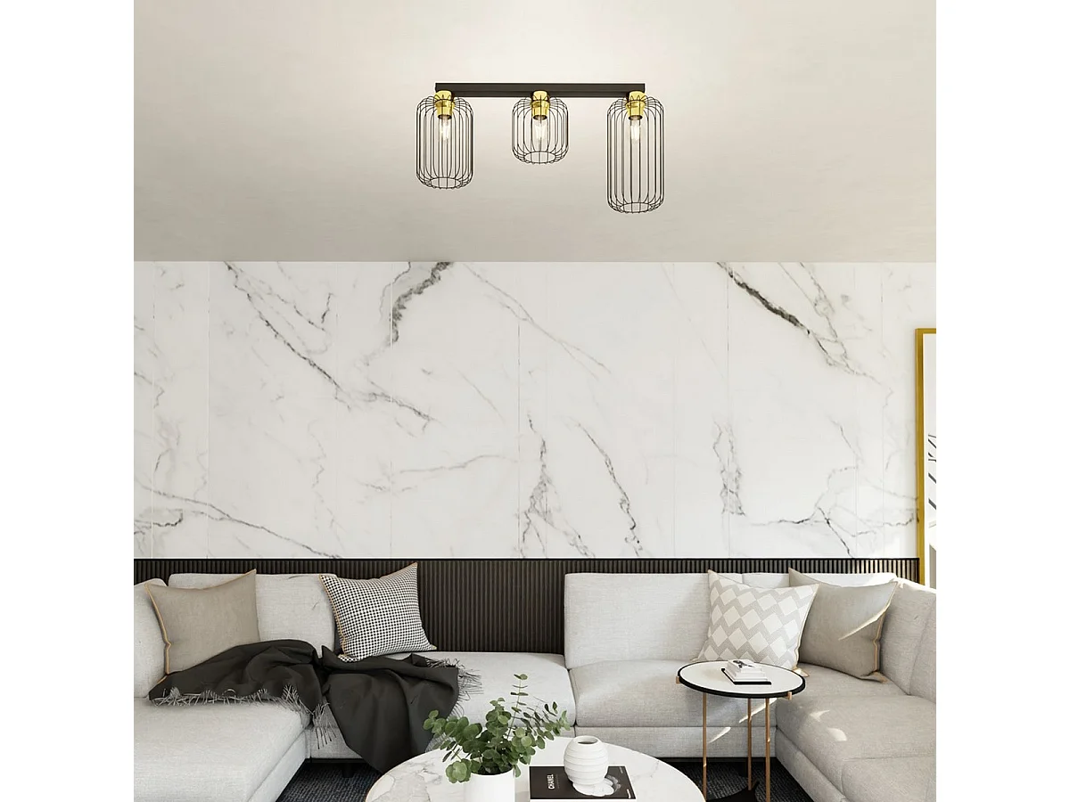 Plafondlamp Barn 6, Zwart, 70x16x35 cm, Seven Design