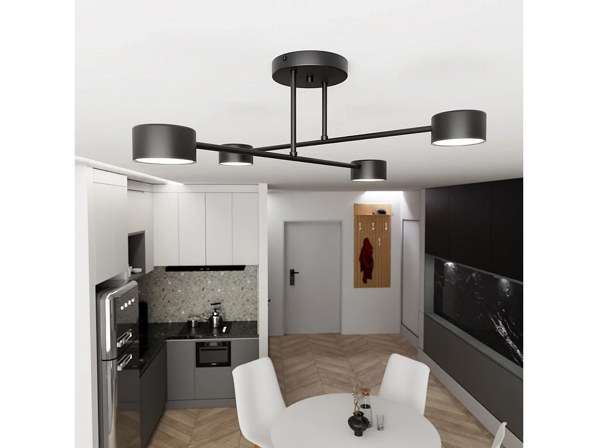 Candeeiro de Teto Halo, Preto, 60x20x60 cm, Seven Design