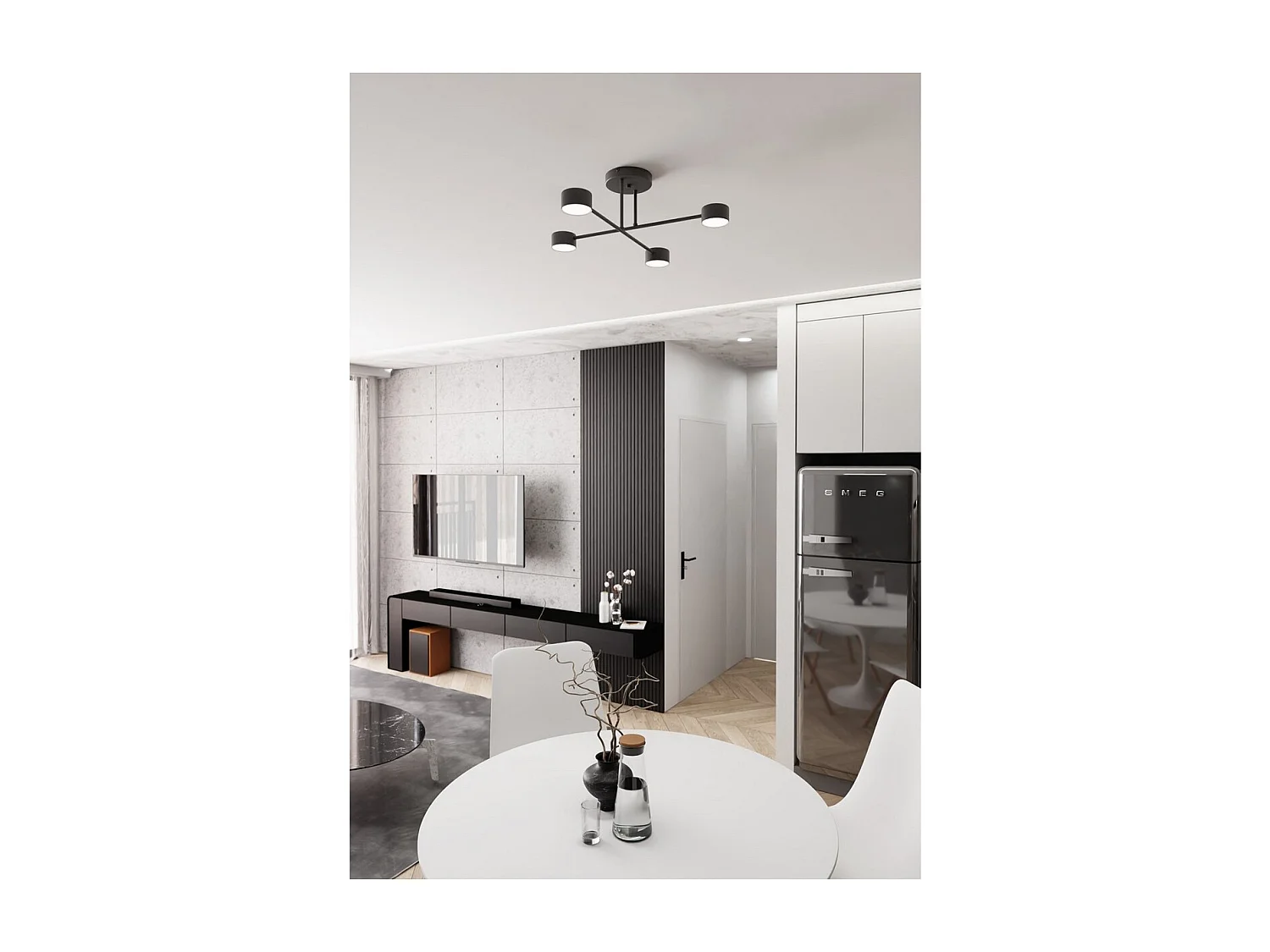 Candeeiro de Teto Halo, Preto, 60x20x60 cm, Seven Design