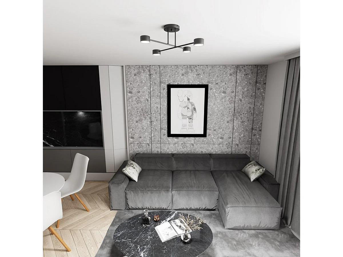 Candeeiro de Teto Halo, Preto, 60x20x60 cm, Seven Design