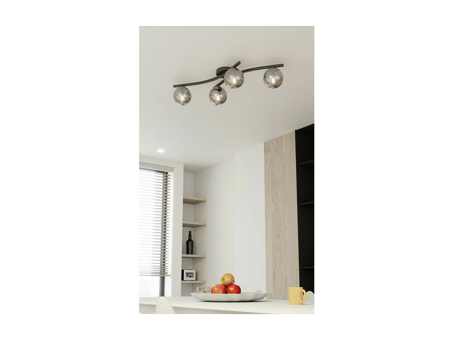 Plafonnier Opus 5, Noir, 60x60x20 cm, Seven Design