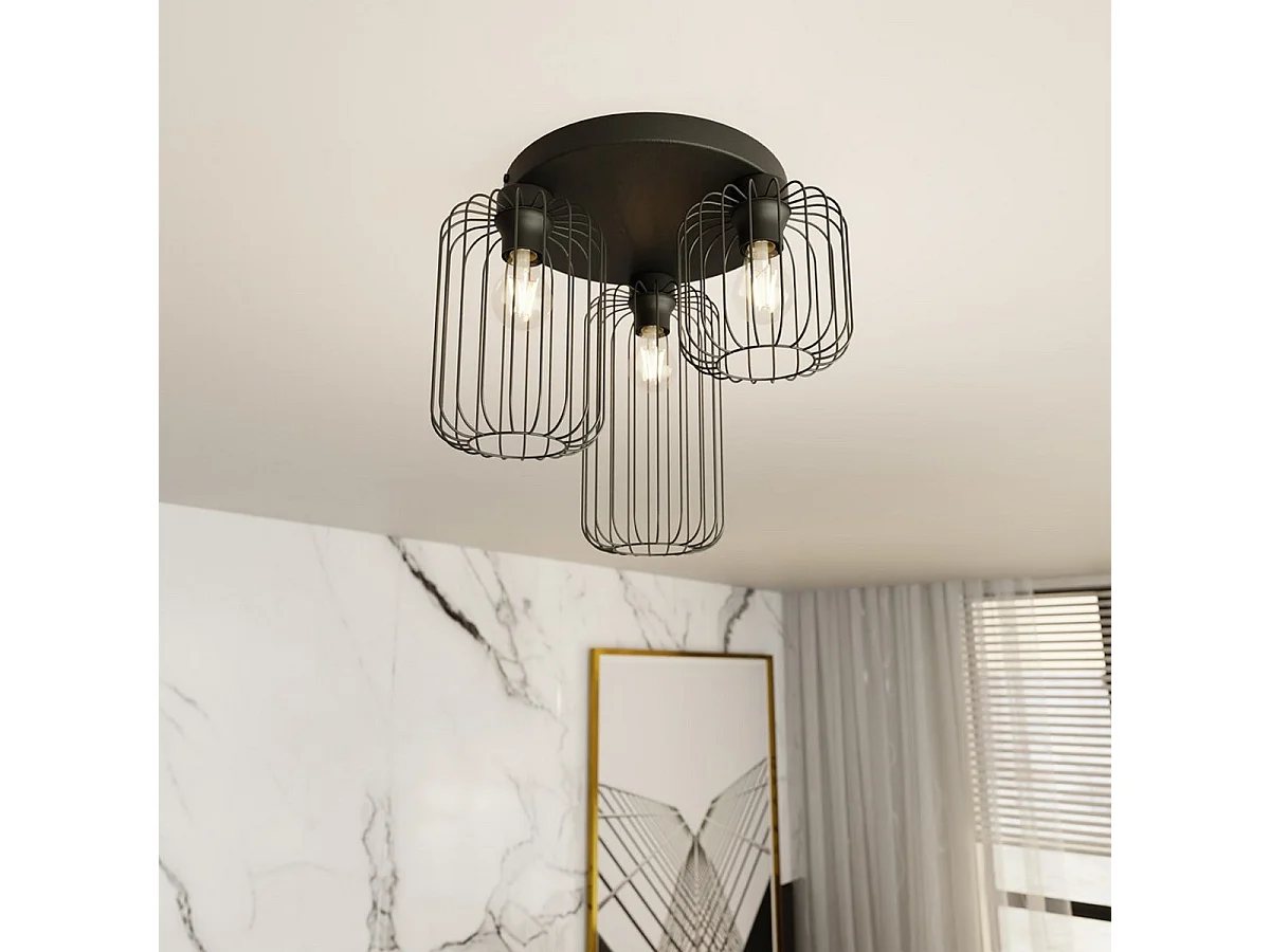 Plafonnier Barn 2, Noir, 30x30x35 cm, Seven Design