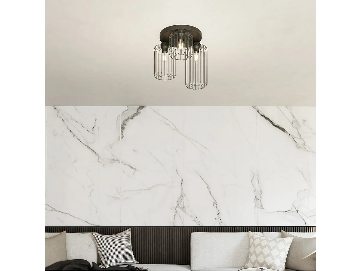 Plafonnier Barn 2, Noir, 30x30x35 cm, Seven Design