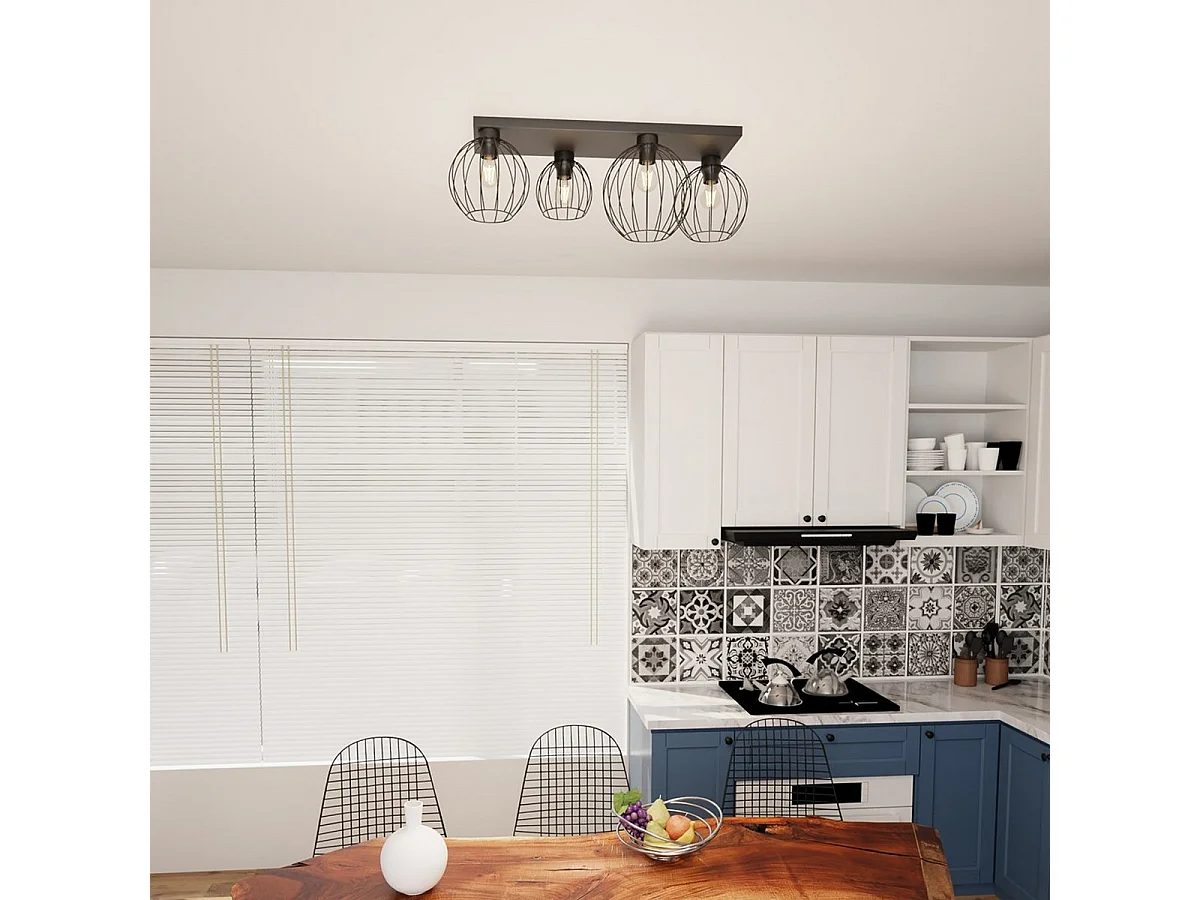 Candeeiro de Teto Nest 3, Preto, 83x24x28 cm, Seven Design