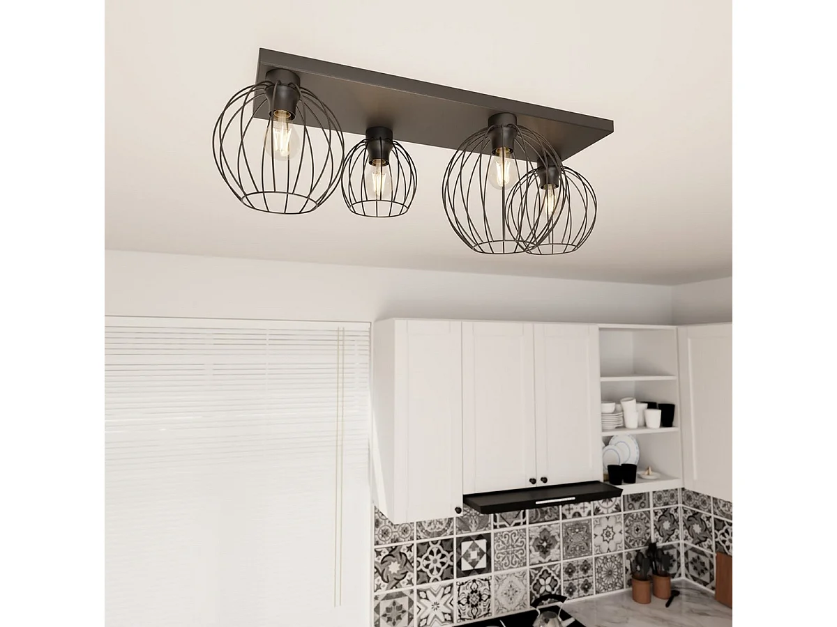 Candeeiro de Teto Nest 3, Preto, 83x24x28 cm, Seven Design