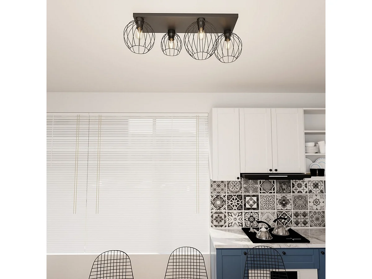 Candeeiro de Teto Nest 3, Preto, 83x24x28 cm, Seven Design