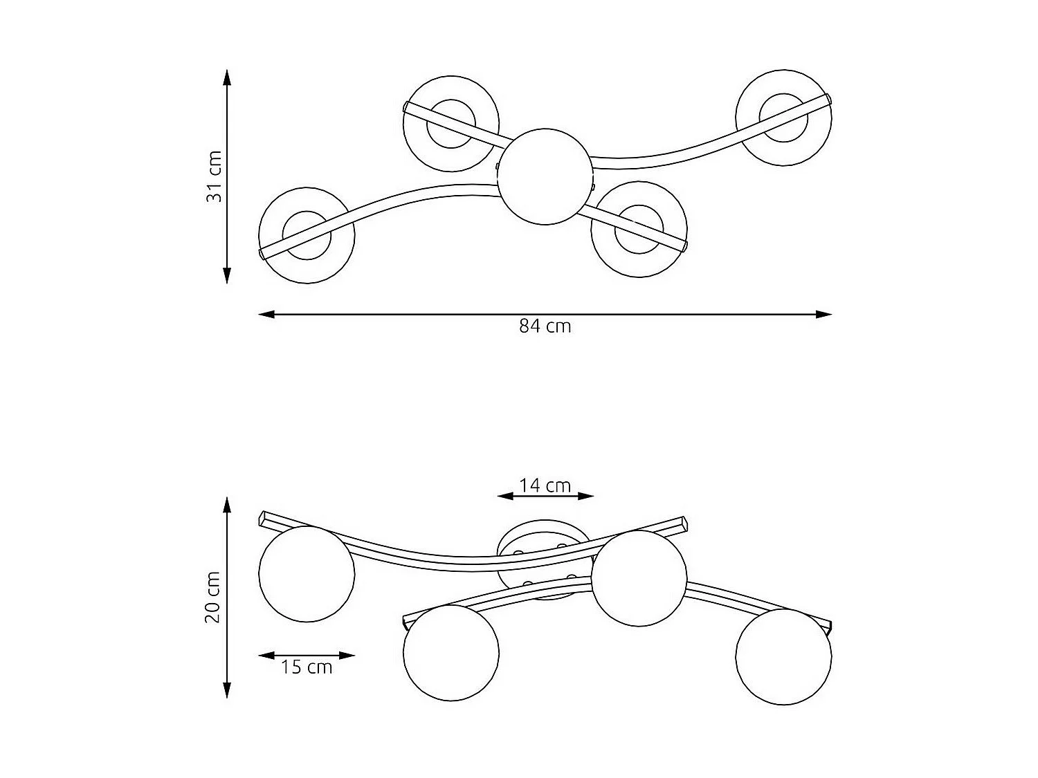 Plafonnier Opus 7, Blanc, 60x60x20 cm, Seven Design