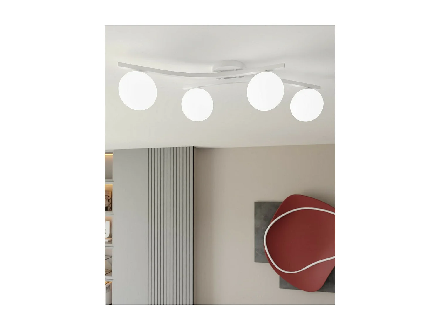 Plafonnier Opus 7, Blanc, 60x60x20 cm, Seven Design