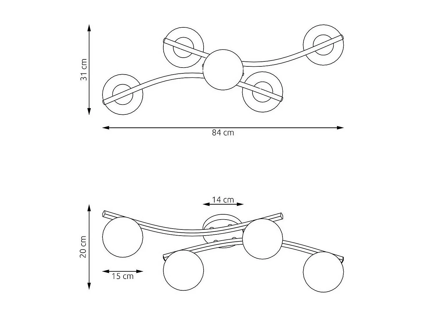 Plafonnier Opus 7, Blanc, 60x60x20 cm, Seven Design