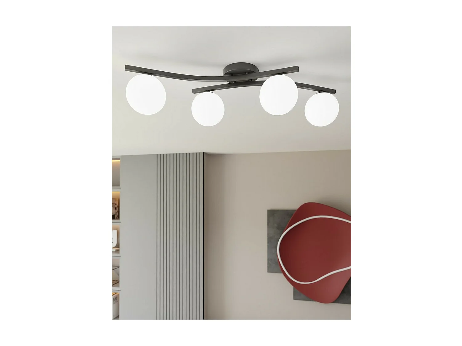 Lampa Sufitowa Opus 2, Czarny, 60x60x20 cm, Seven Design