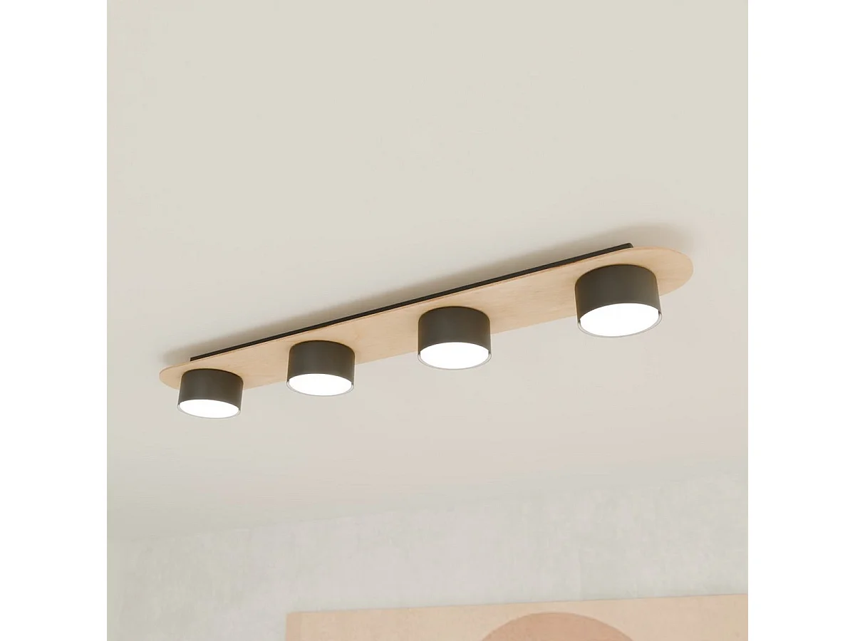 Plafonnier Diaz 5, Noir, 70x11x7 cm, Seven Design