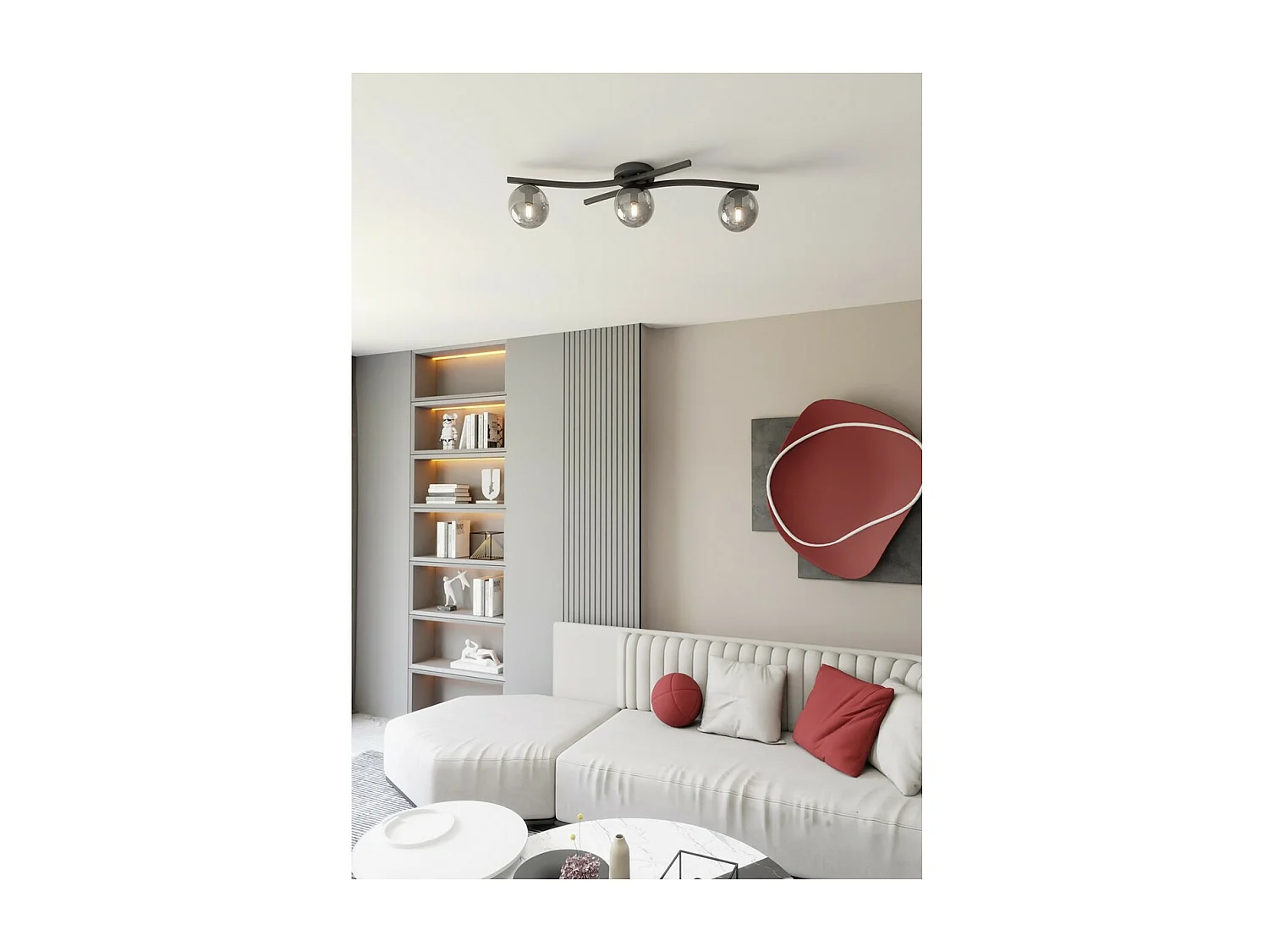 Plafonnier Opus 4, Noir, 60x60x20 cm, Seven Design