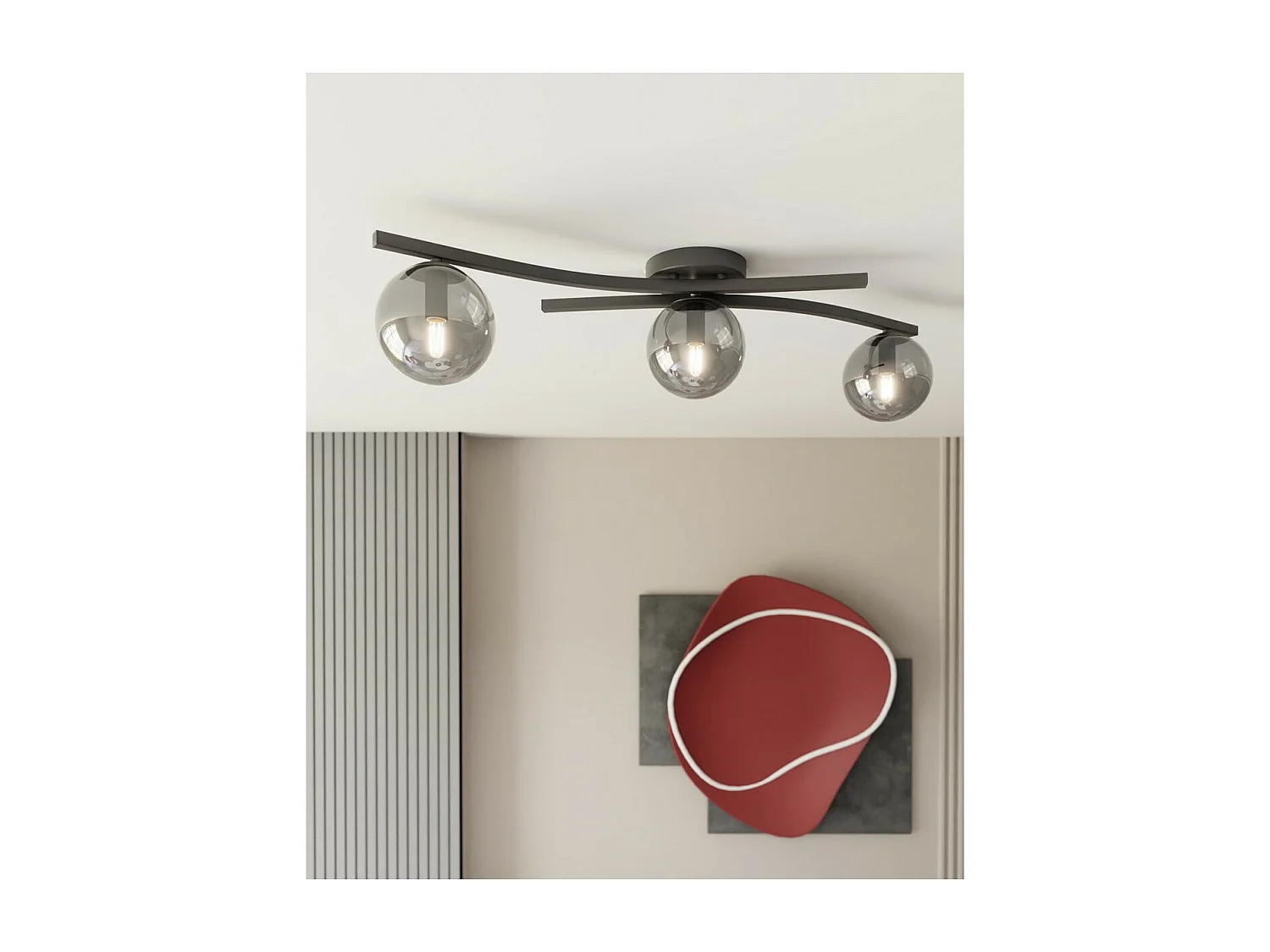 Plafonnier Opus 4, Noir, 60x60x20 cm, Seven Design