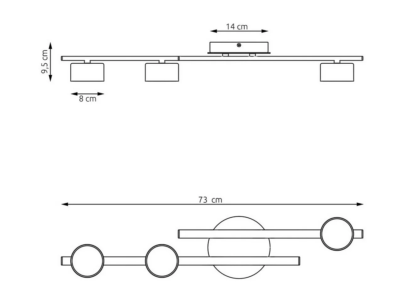 Plafonnier Fragment, Noir, 9,5x14x73 cm, Seven Design