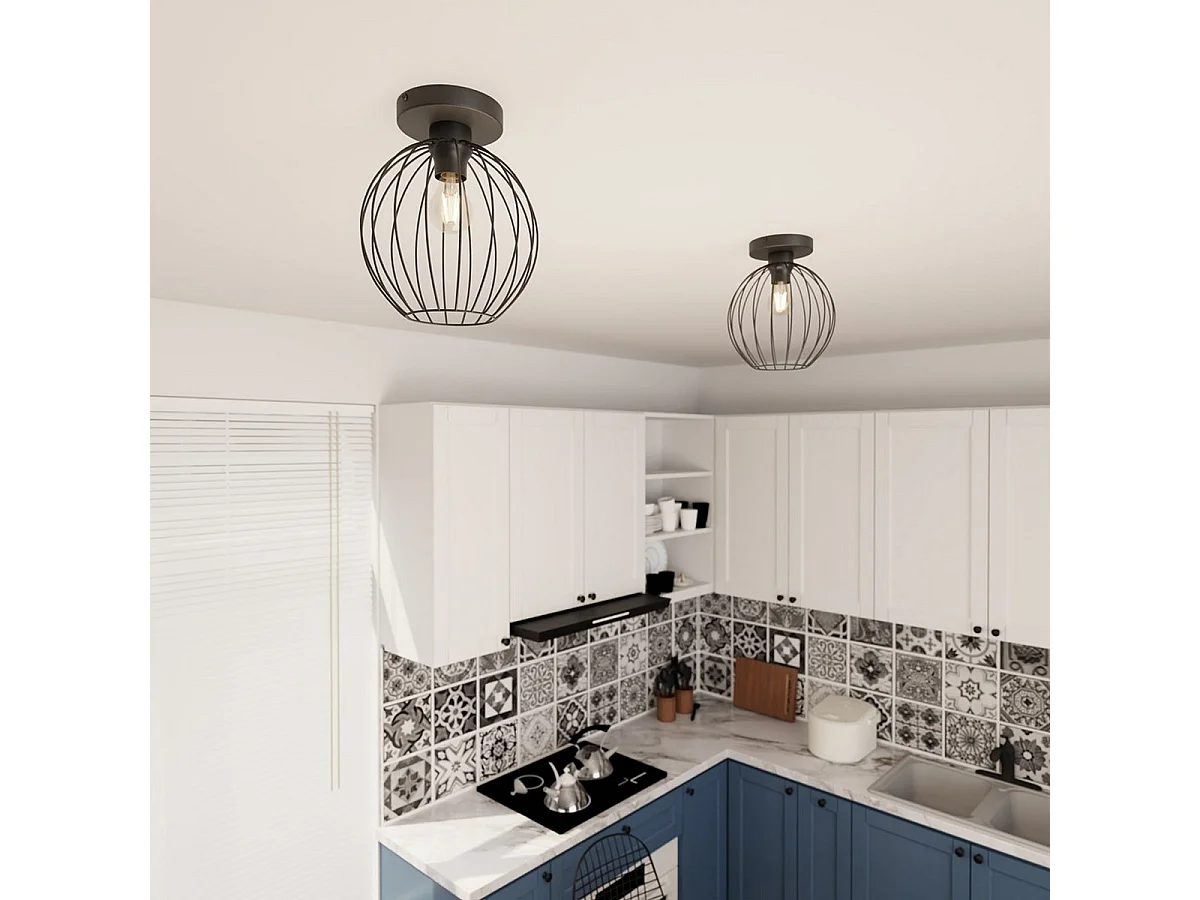 Plafondlamp Nest, Zwart, 28x24x24 cm, EPIKASA