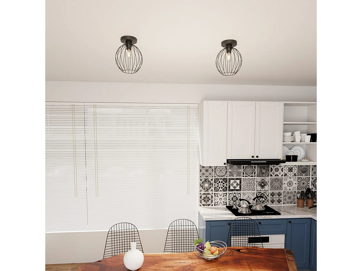 Candeeiro de Teto Nest, Preto, 28x24x24 cm, Seven Design