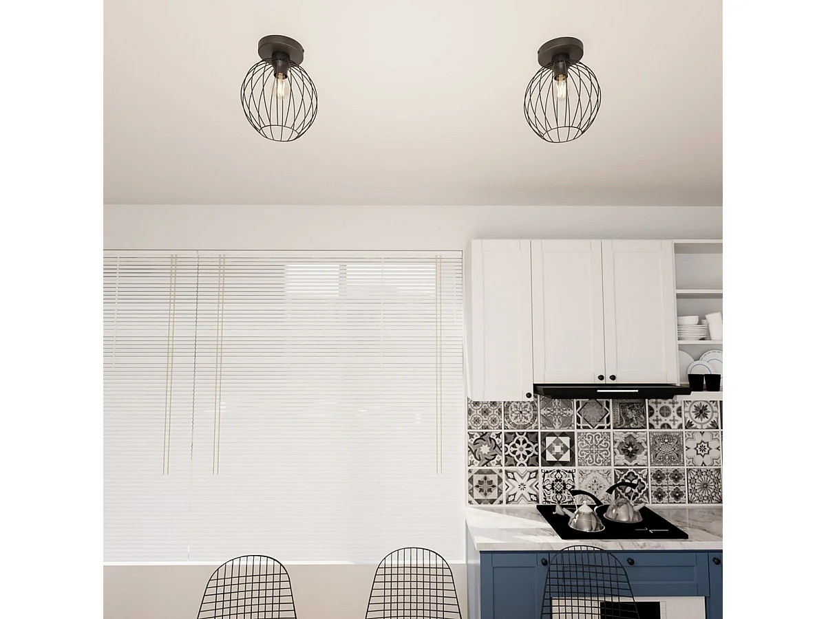 Candeeiro de Teto Nest, Preto, 28x24x24 cm, Seven Design