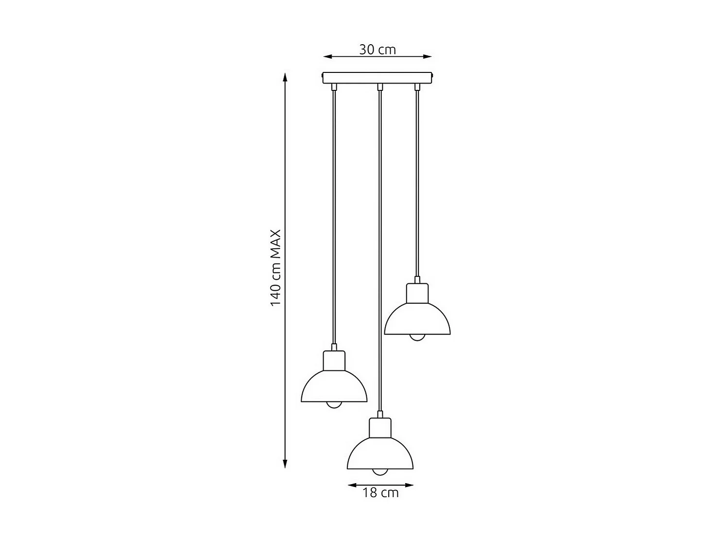 Plafonnier Seco, Blanc, 30x18x140 cm, Seven Design