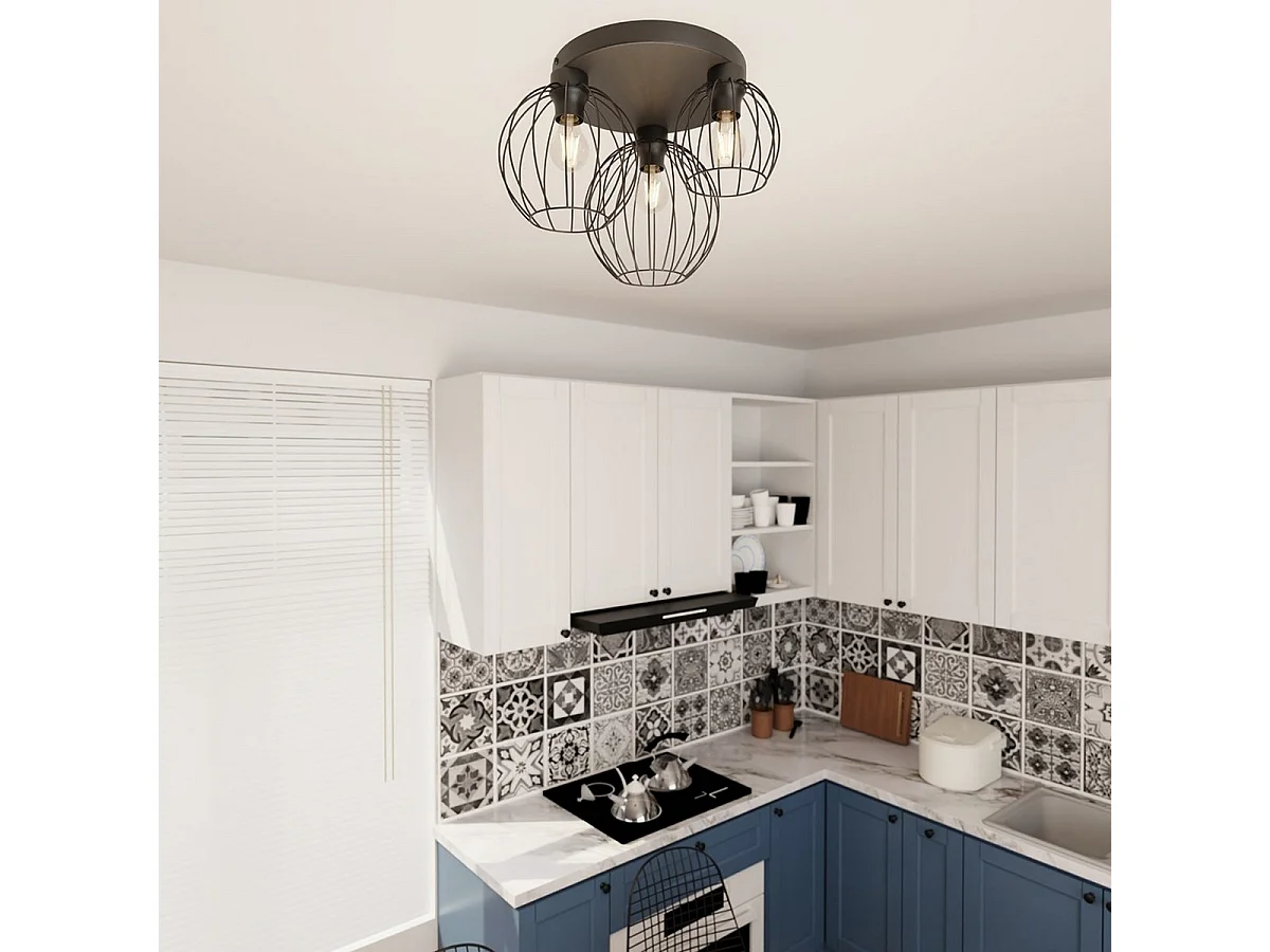 Plafonnier Nest 2, Noir, 41x41x28 cm, Seven Design