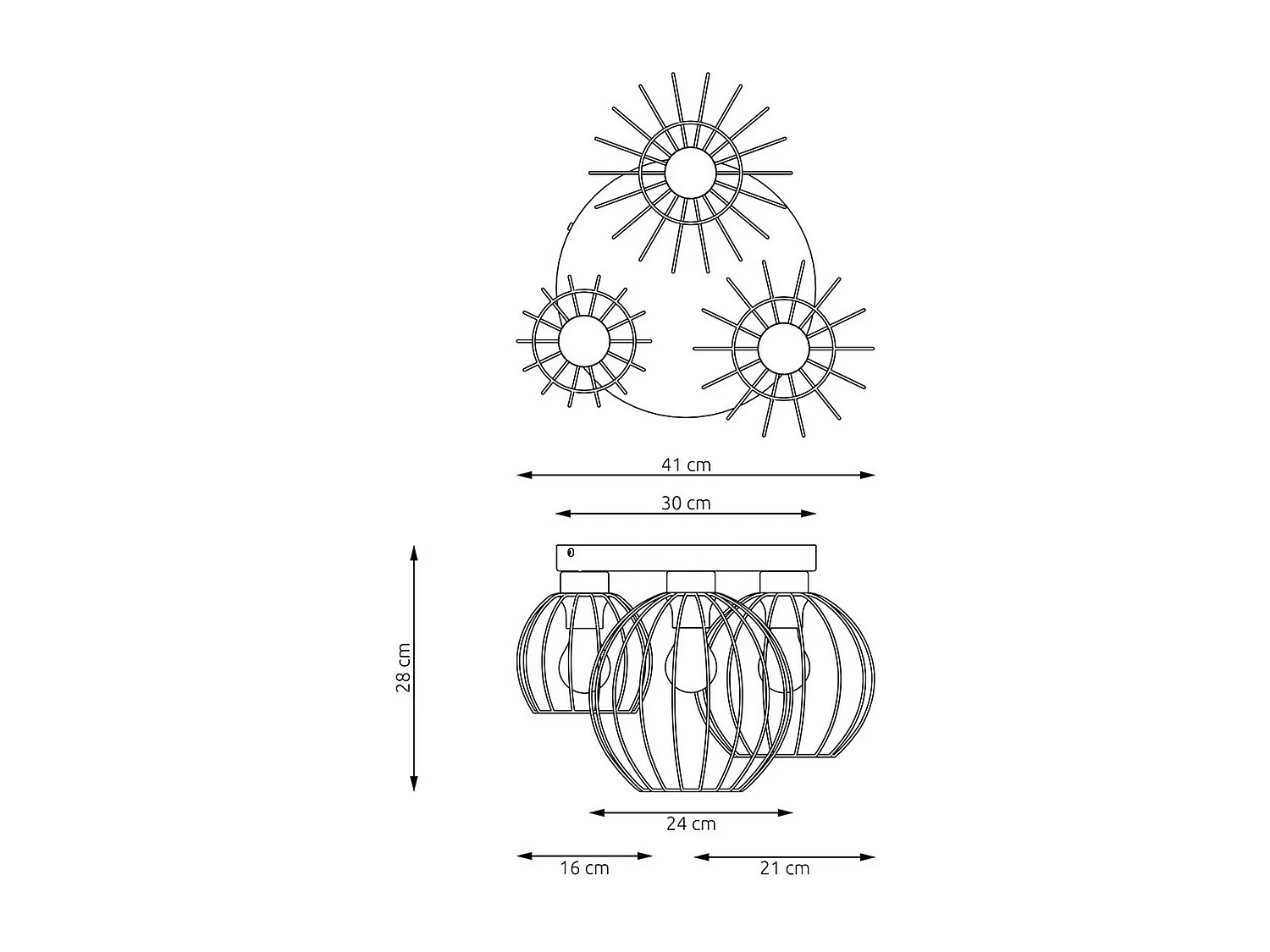 Plafonnier Nest 2, Noir, 41x41x28 cm, Seven Design