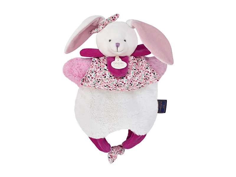 Doudou amusette 30 cm polyester collection LES PETITS FUTÉS lapin rose