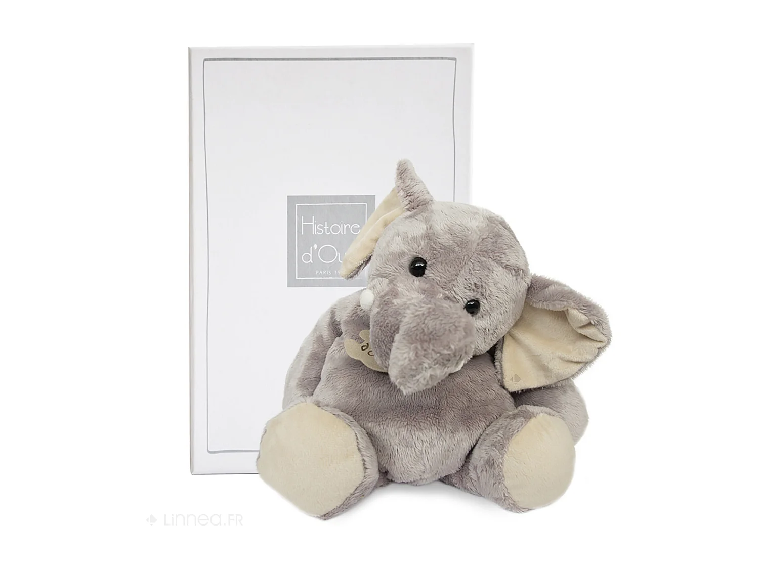 Peluche 38 cm polyester collection TERRE SAUVAGE éléphant gris blanc
