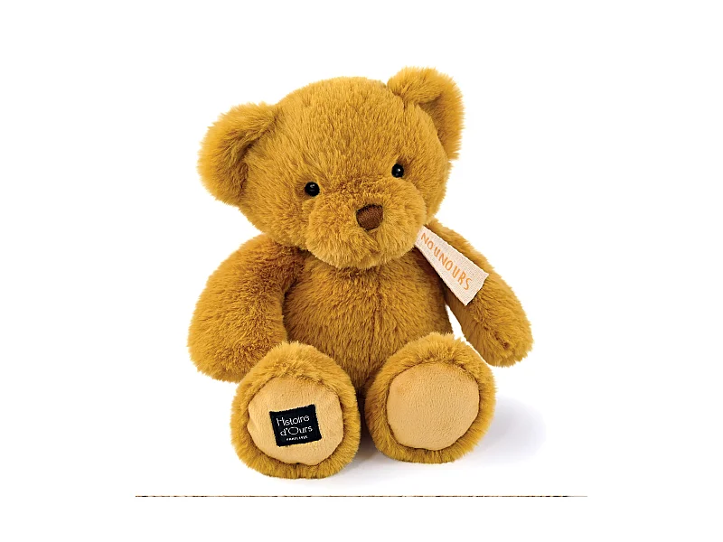 Peluche ours 28 cm polyester collection LE NOUNOURS jaune ocre