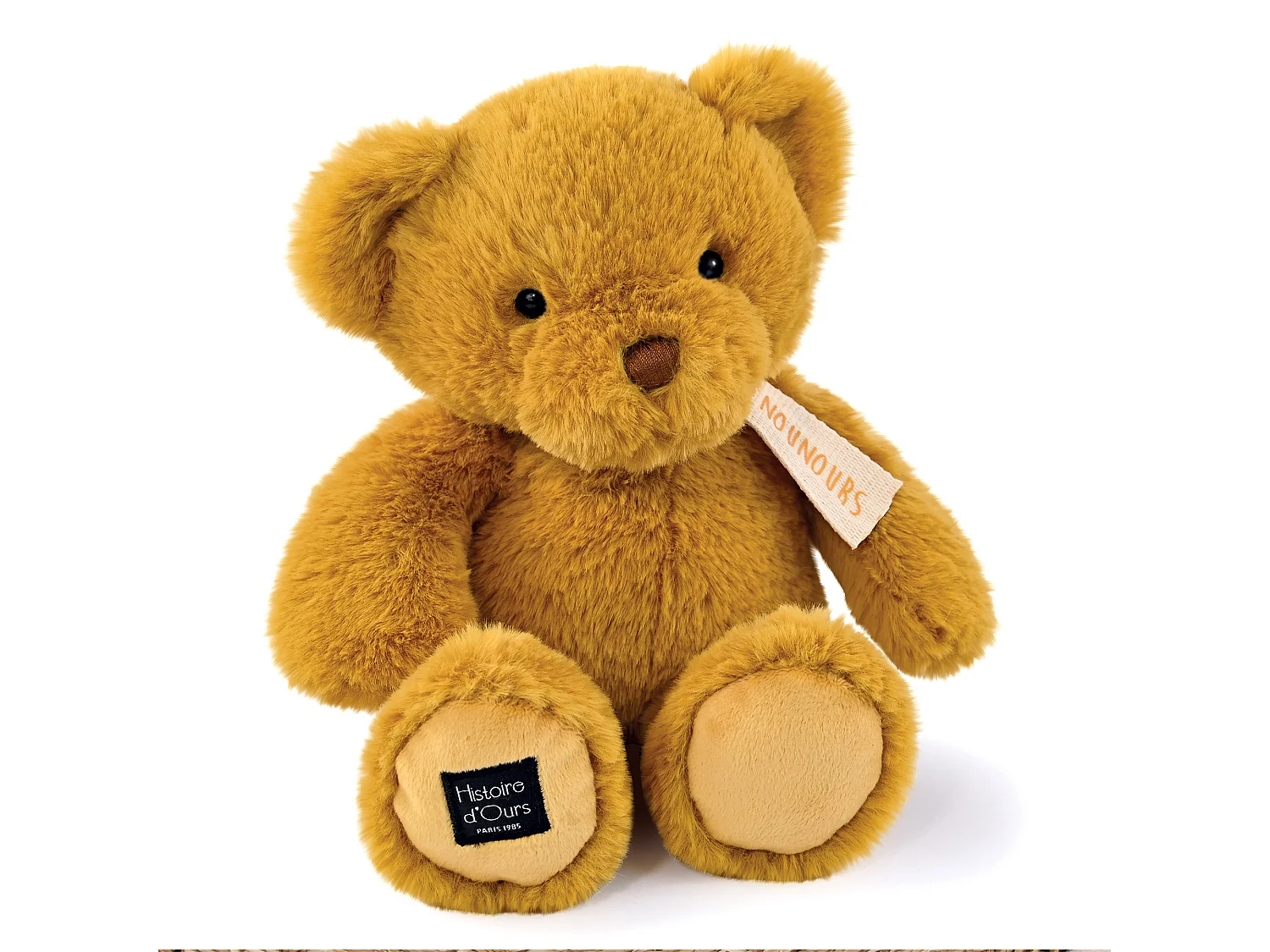 Peluche ours 28 cm polyester collection LE NOUNOURS jaune ocre