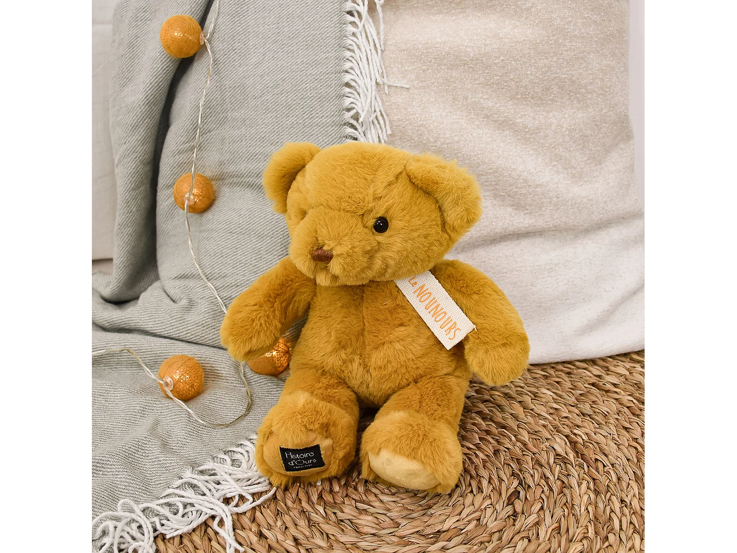 Peluche ours 28 cm polyester collection LE NOUNOURS jaune ocre