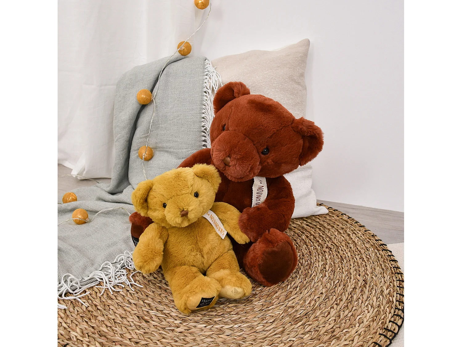 Peluche ours 28 cm polyester collection LE NOUNOURS jaune ocre