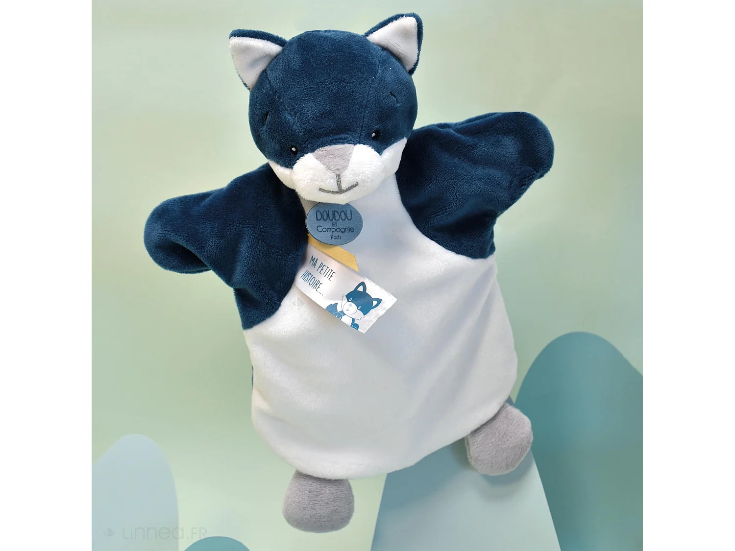 Doudou marionnette 25 cm polyester LES MARIONNETTES loup blanc