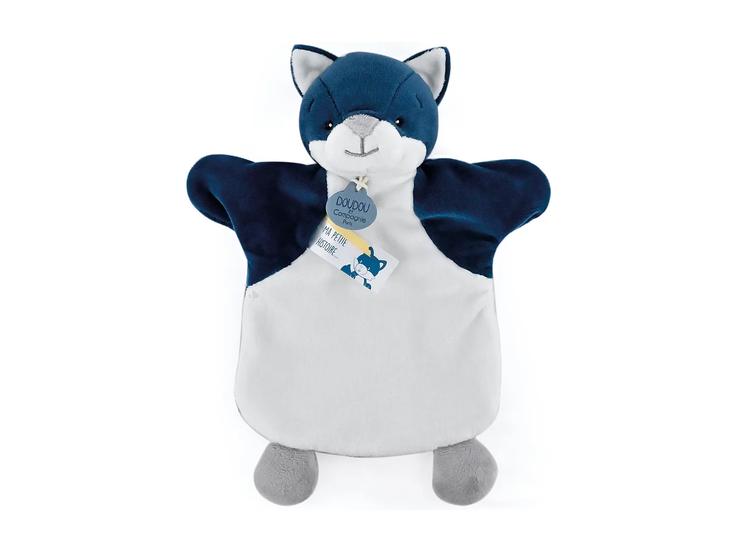 Doudou marionnette 25 cm polyester LES MARIONNETTES loup blanc