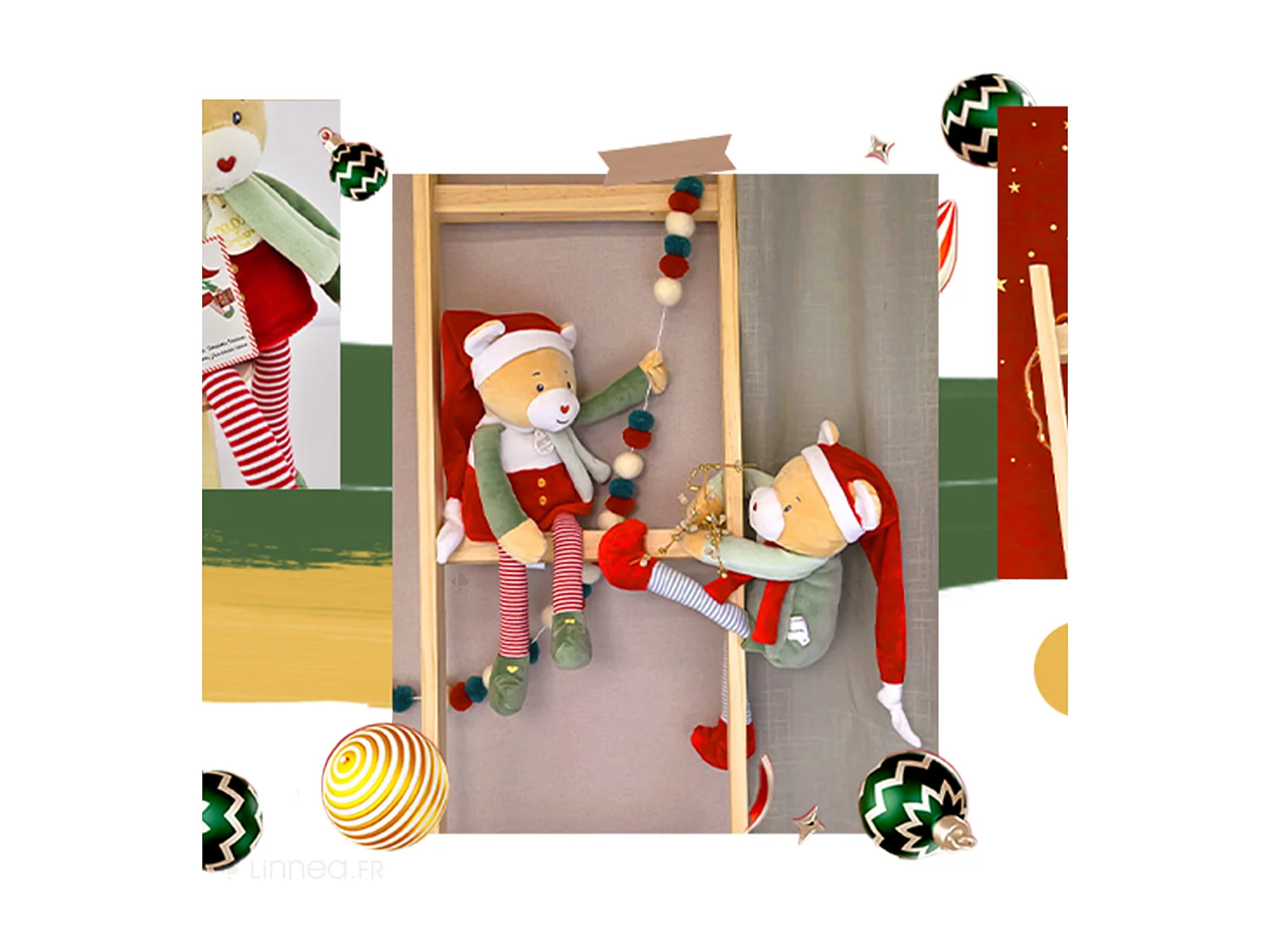 Duo Cannelle et Cotillon collection DOUDOU FARCEUR rouge et vert