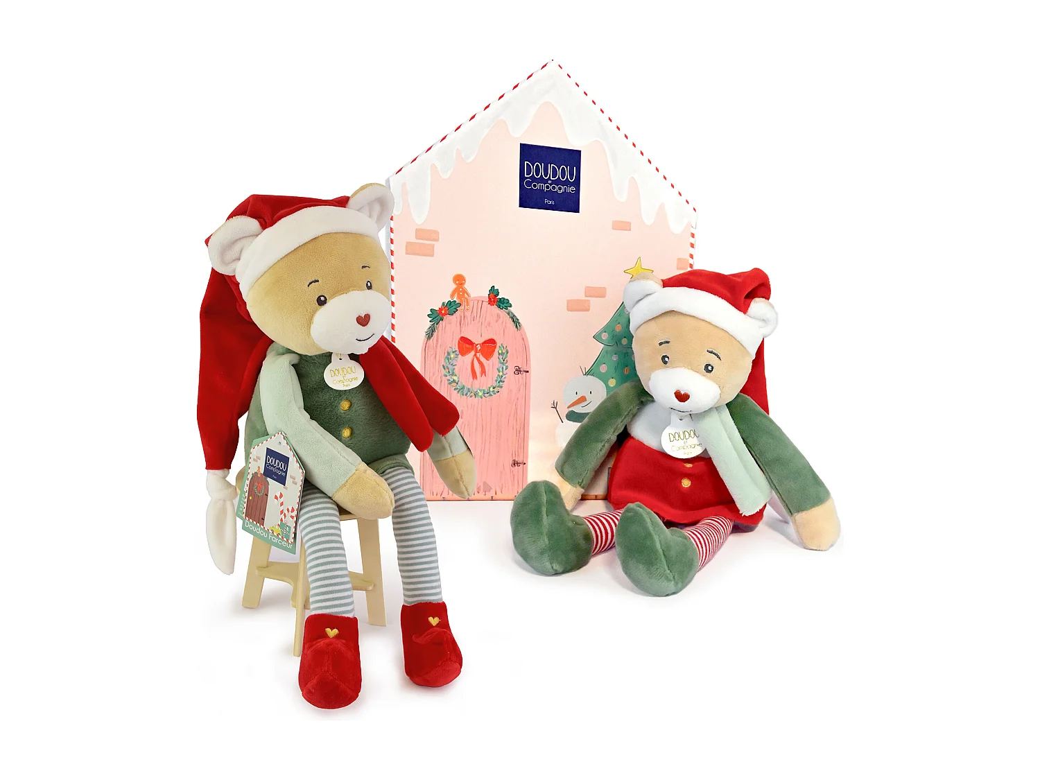 Duo Cannelle et Cotillon collection DOUDOU FARCEUR rouge et vert