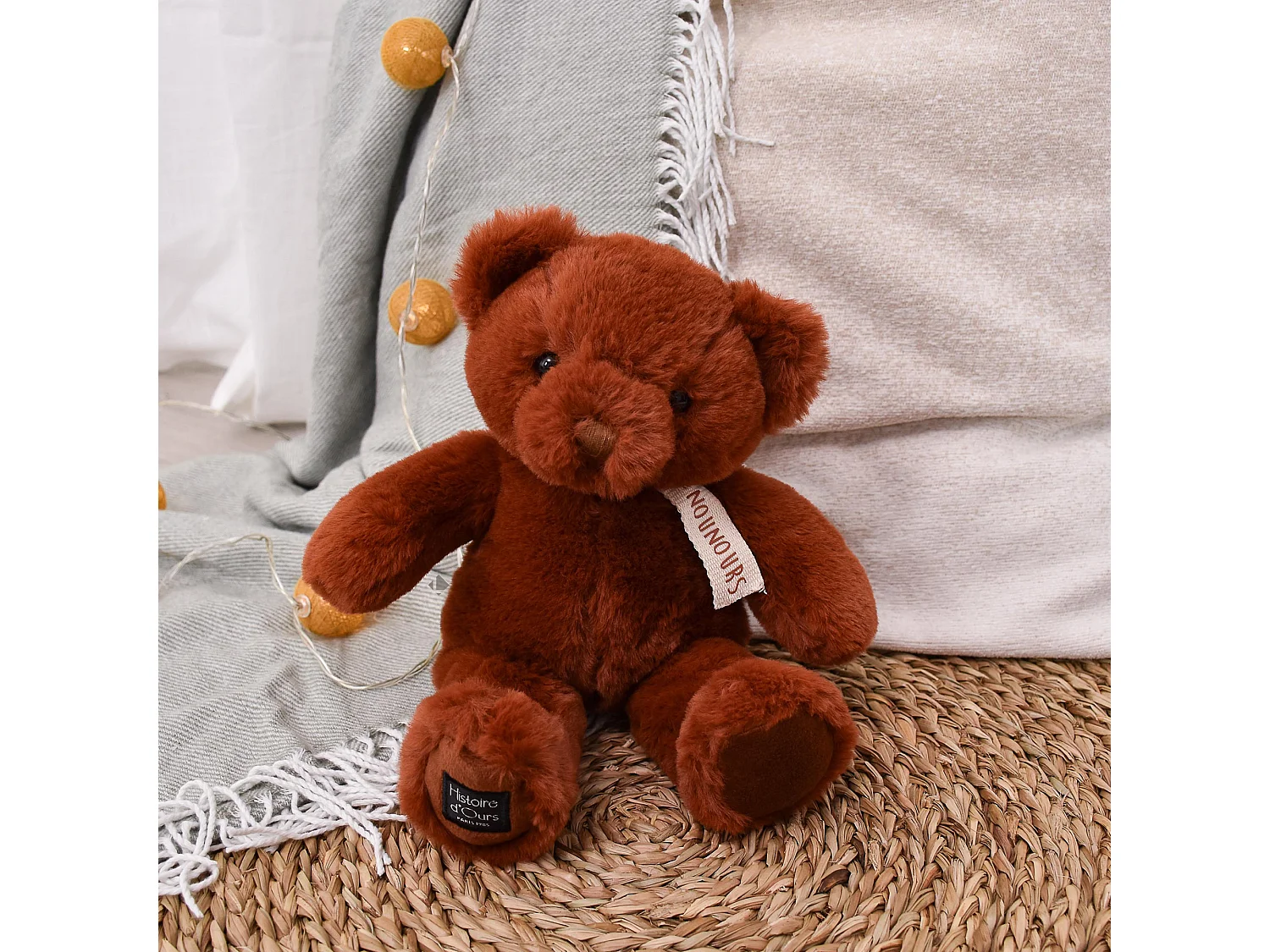 Peluche ours 28 cm polyester collection LE NOUNOURS marron cannelle