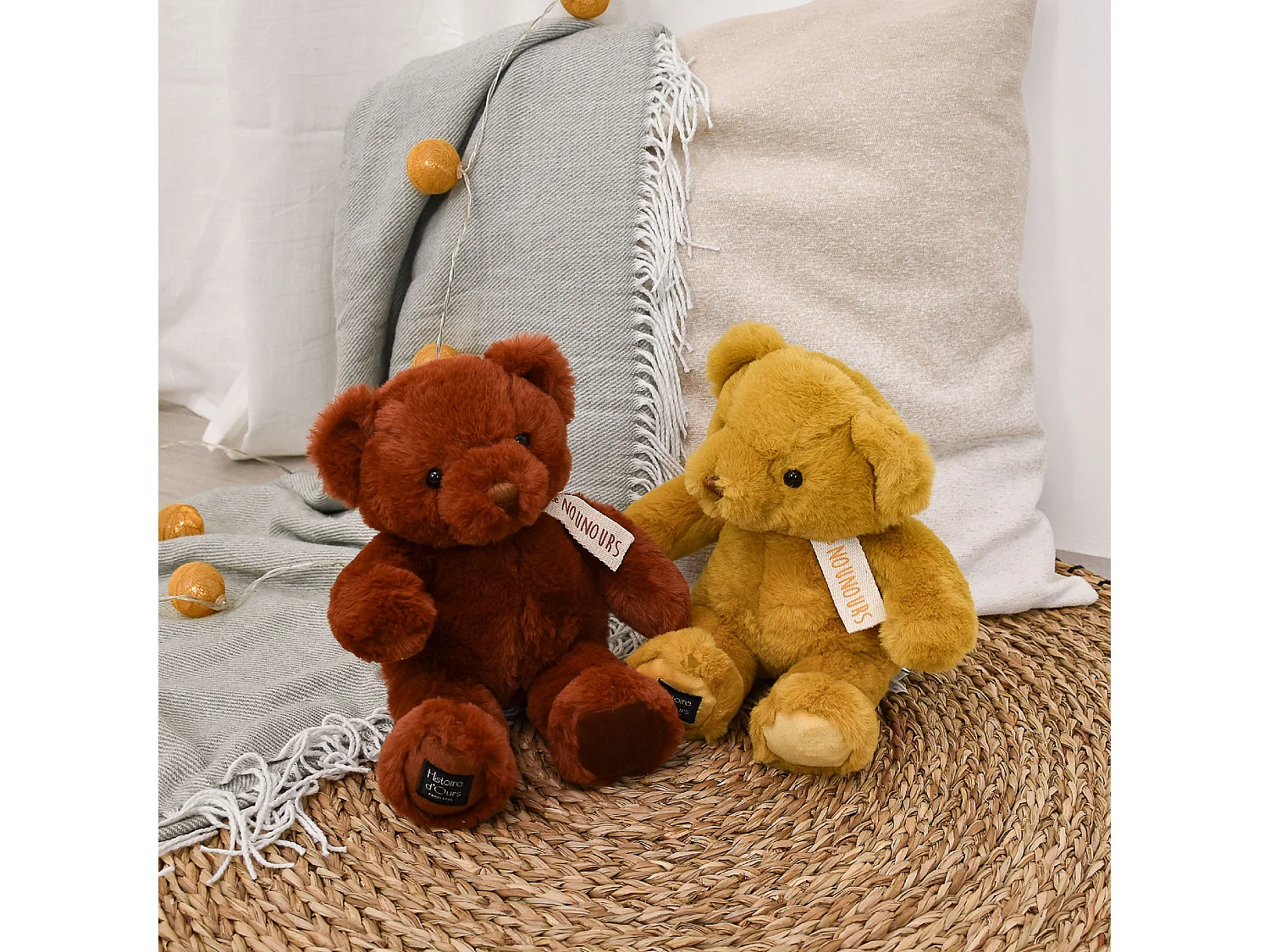 Peluche ours 28 cm polyester collection LE NOUNOURS marron cannelle