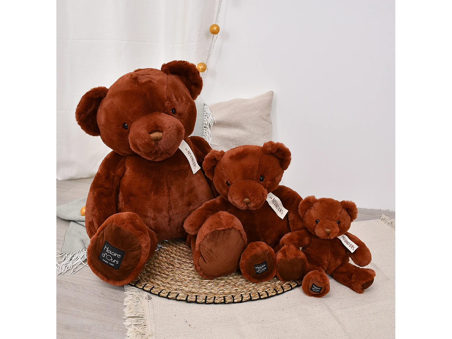Peluche ours 28 cm polyester collection LE NOUNOURS marron cannelle