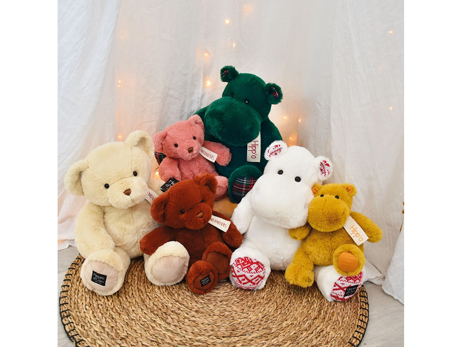 Peluche ours 28 cm polyester collection LE NOUNOURS marron cannelle