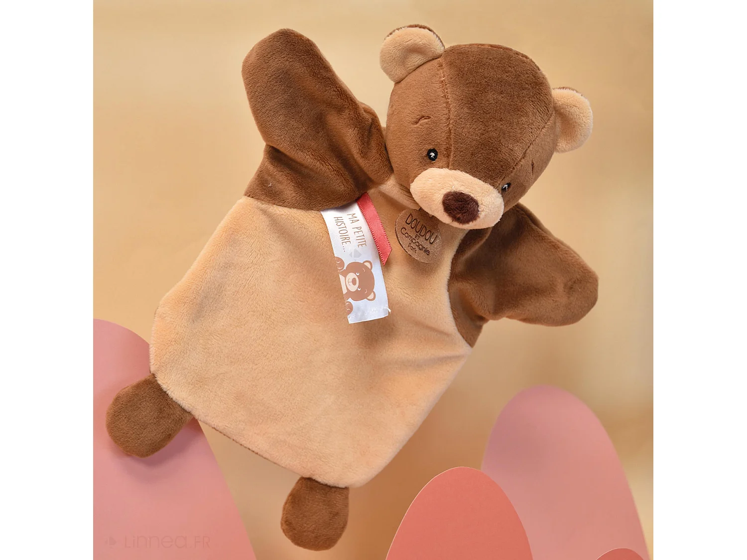 Doudou marionnette 25 cm polyester LES MARIONNETTES ours marron