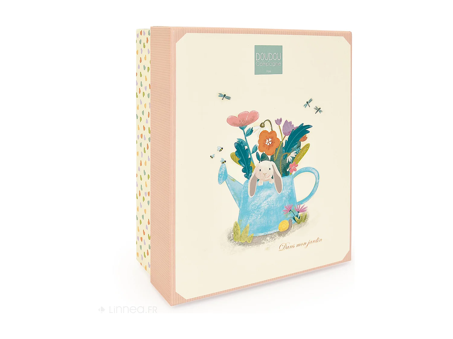 Peluche lapin Ciboulette avec son doudou 28 cm polyester collection DANS MON JARDIN rose