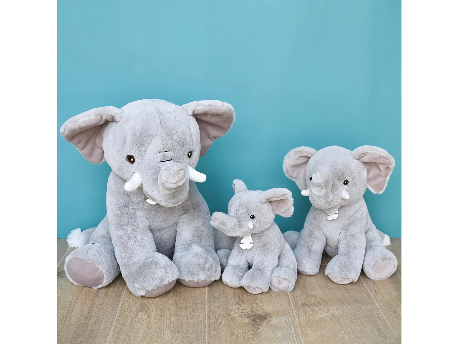 Peluche 48 cm polyester collection DANS LA SAVANE éléphant gris