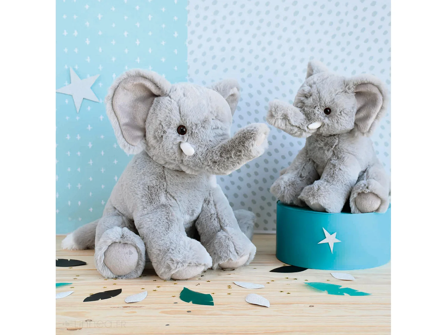 Peluche 32 cm polyester collection DANS LA SAVANE éléphant gris
